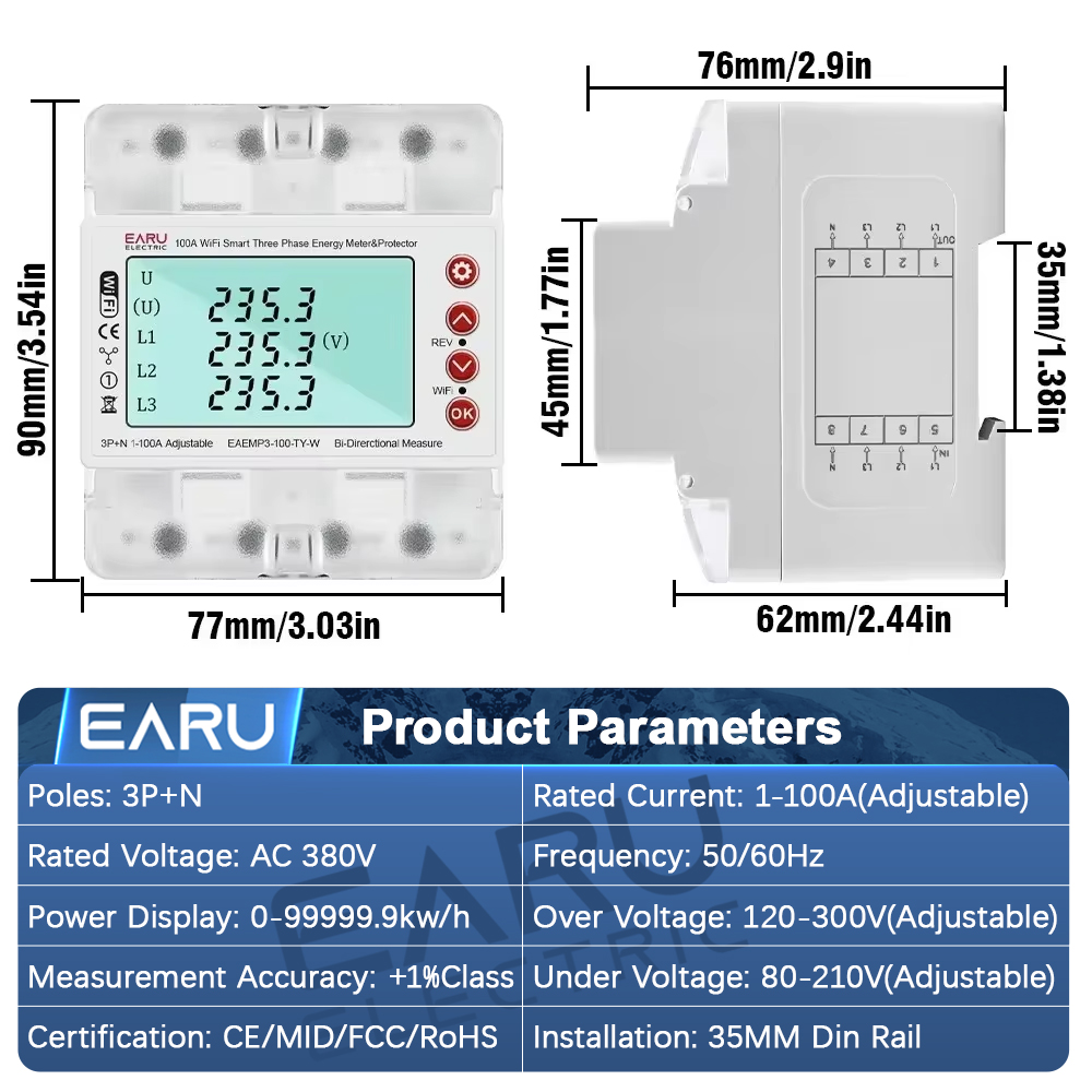 EARU Three Phase Tuya WiFi Sma - огляд і ціна Ac Surge Protector